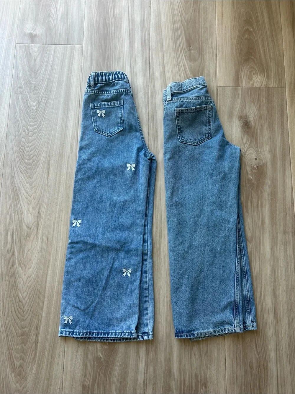 Old Navy Blue Girls' Denim Jeans with White Bow Embroidery